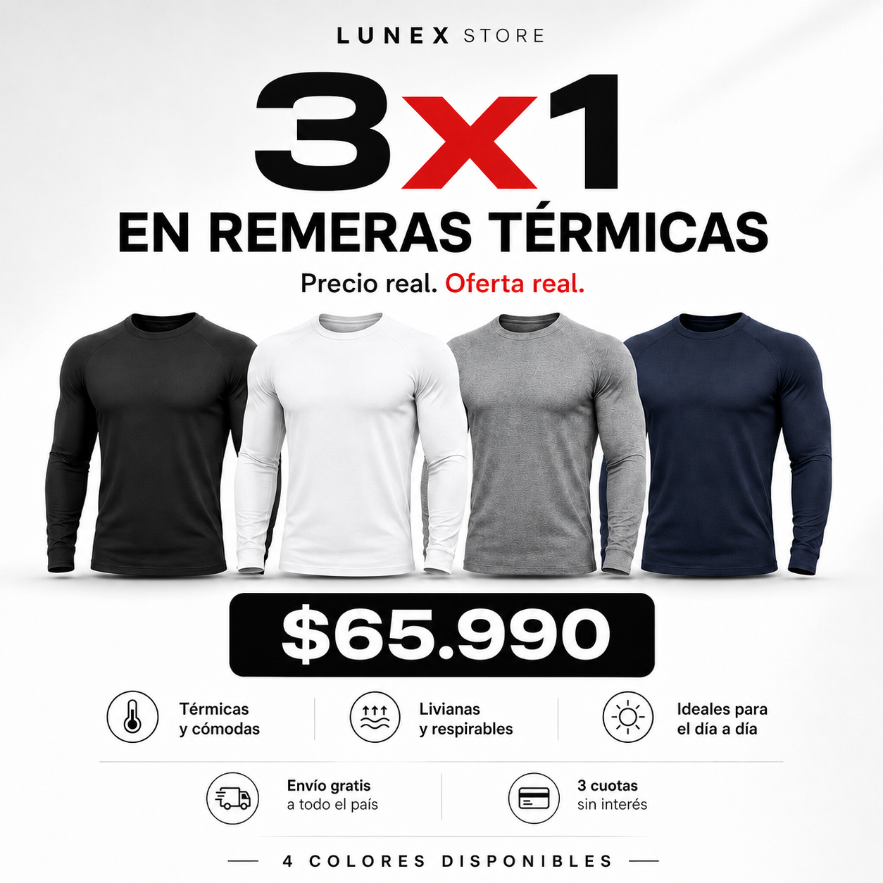 3x1 | Remeras termicas hombres